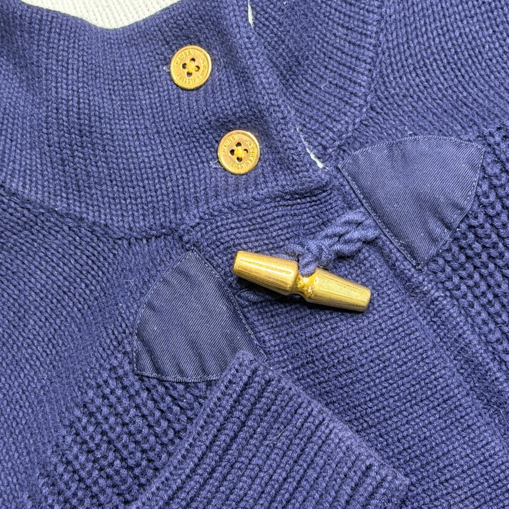 Lauren Ralph Lauren Cardigan Women M Navy‎ Blue Toggle Button Mock Neck Cotton